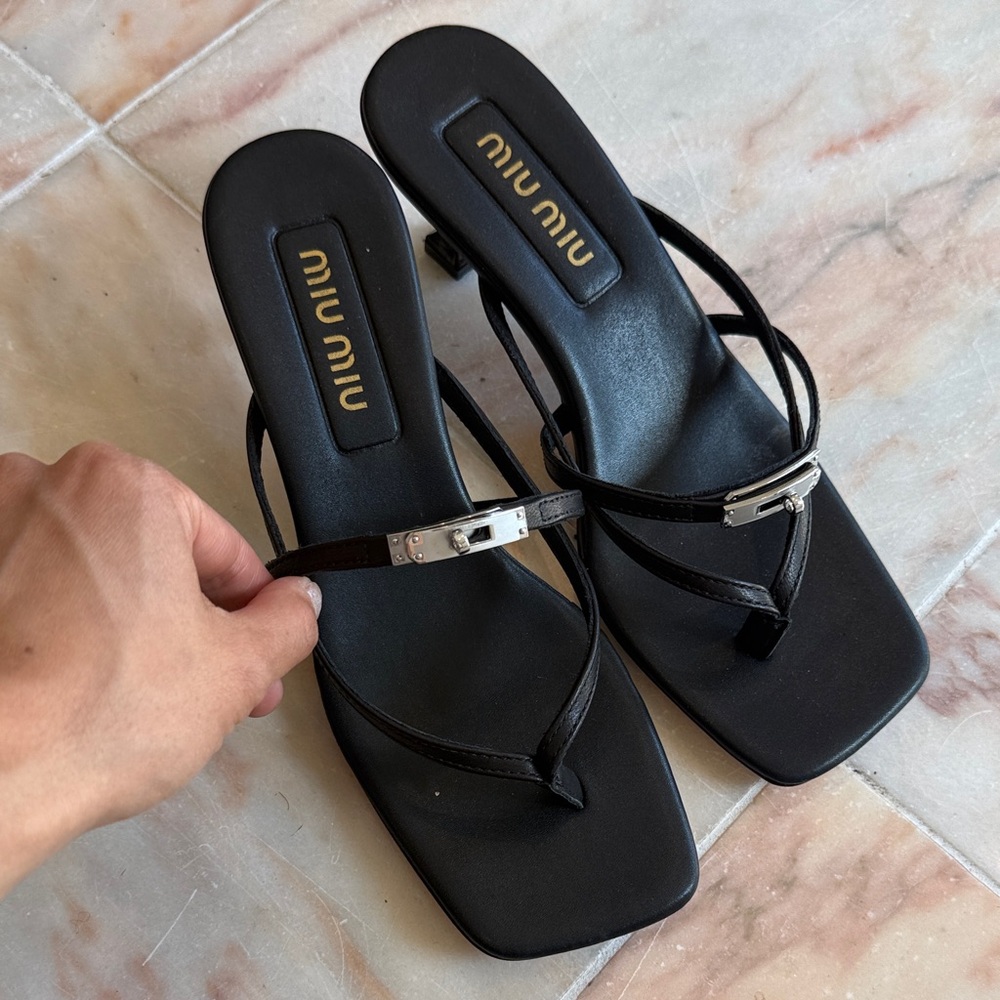 Miu Miu Black kitten heel Sandals, 38